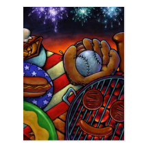 POSTCARD INVITATION Summer Grilling 4th of July PC