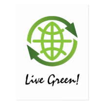 Postcard: Live green - Recycling symbol