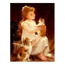 Postcard:  Playing with the Kitten
