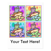 Postcard - Pop Art Hot Dog with Chips and a Drink