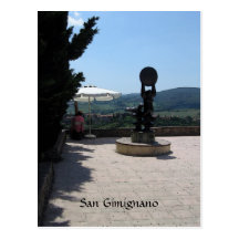 Postcard - Sculpture over San Gimignano