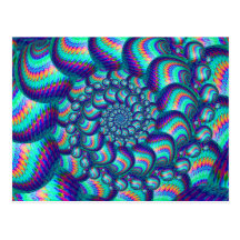 Postcard - Turquoise Blue Balls Fractal Pattern