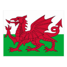 Postcard with Flag of the Wales