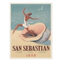 Postcard with San Sebastian Advertising Print