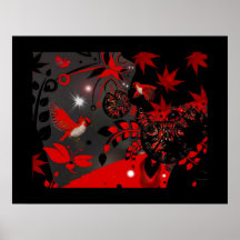 Poster Asian Red Birds