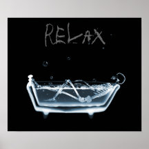 Poster- Blue Relax X-Ray Skeleton Bath Time