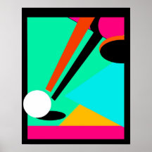 POSTER ~ POOL ~ BILLIARDS IN ABSTRACT ~ CUE BALL