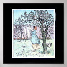 Poster-Vintage-Woman Hanging Laundry Illustration