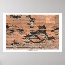 Poster with War Damaged Brick Wall