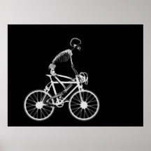 POSTER - X-RAY SKELETON BIKING BLACK GREY