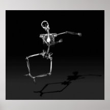 POSTER - X-RAY SKELETON JOY LEAP BLK B&W