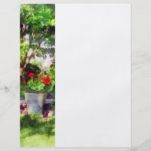 Pot of Geraniums Near Steps Flyers