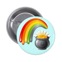 POT OF GOLD AND RAINBOW PINBACK BUTTONS