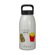 potato and fries water bottles