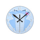 Powder Blue Ruffled Tuxedo Round Wallclocks