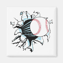 powerful baseball ripping through fridge magnet