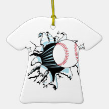 powerful baseball ripping through ornaments