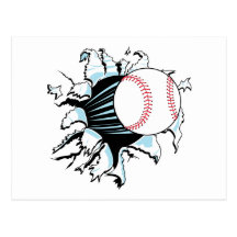 powerful baseball ripping through postcard
