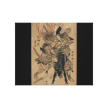Powerful Female Samurai Defeating Male Samurai Gallery Wrap Canvas