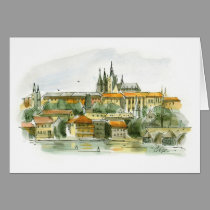Prague Castle greeting card cards