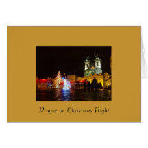 Prague Christmas Night Merry Christmas Card