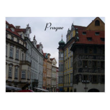 prague streets postcard