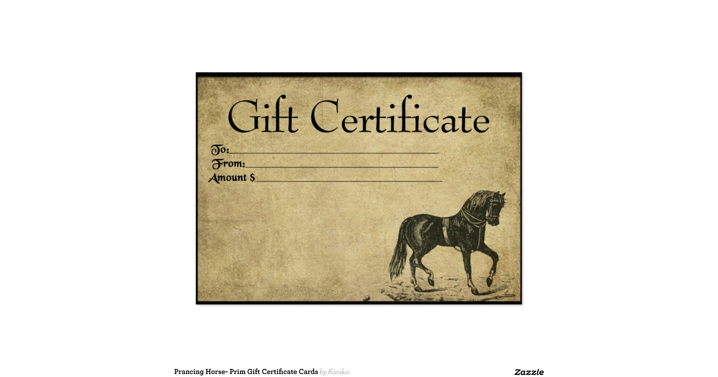 Prancing Horse Prim Gift Certificate Cards Pack Of Chubby Business