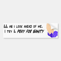 Pray For Sanity Bumper Sticker