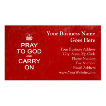 Pray to God and Carry On, Keep Calm Parody Business Card Template