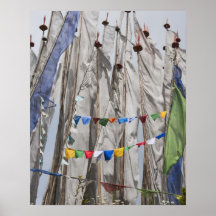 Praying flag poles in mountain, Yotongla Pass 2 Print