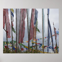 Praying flag poles in mountain, Yotongla Pass Poster