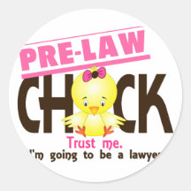 Pre-Law Chick 3 Round Sticker