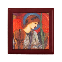 Pre-Raphaelite Christmas Angel Ceramic Tiled Box Jewelry Boxes