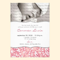 Precious Floral Birth Announcement (pink) invitations