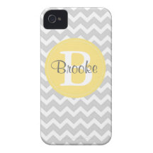 Preppy Chic Chevron Grey and Yellow iPhone Case iPhone 4 Cases
