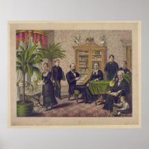 President James Garfield and family in library Poster