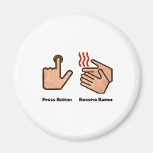 press button receive bacon fridge magnets