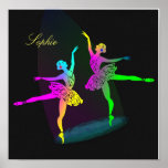 Pretty Ballerina Rainbow Personalised Poster Print