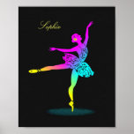 Pretty Ballerina Rainbow Personalised Poster Print