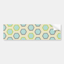 Pretty Blue and Lime Green Hexagon Tile Pattern Bumper Sticker