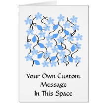 Pretty blue flower pattern on white. Custom Greeting Card