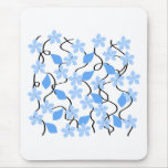 Pretty blue flower pattern on white. Custom Mouse Pad