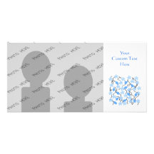 Pretty blue flower pattern on white. Custom Customized Photo Card