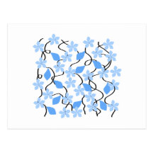 Pretty blue flower pattern on white. Custom Postcards