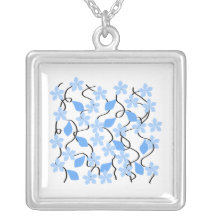 Pretty blue flower pattern on white. pendant