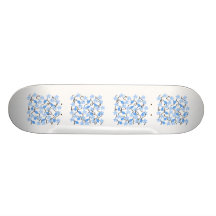 Pretty blue flower pattern on white. skate board