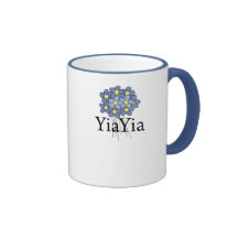 Pretty Blue Flower YiaYia T-shirt Mug