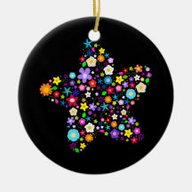 Pretty Colourful Floral Star Christmas Ornaments