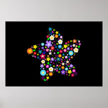 Pretty Colourful Floral Star Posters