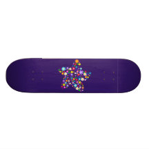 Pretty Colourful Floral Star Skateboard